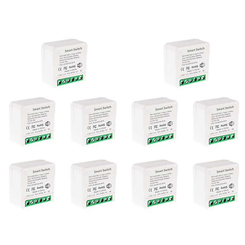 Smart Light Switch Wifi - สวิตช์รีเลย์อัจฉริยะขนาดเล็ก 10X รองรับ Wi-Fi, โมดูลสวิตช์ไฟตั้งเวลาแบบ DIY