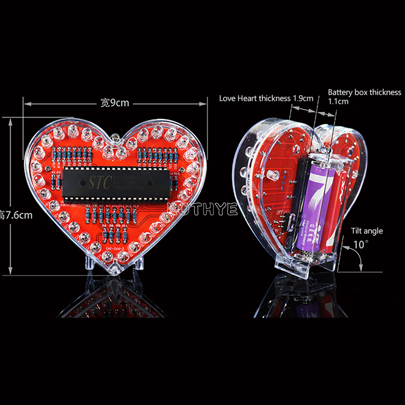 หลากสี LED รูปหัวใจไหลแสง DIY  - Microcontroller Kit บทวิจารณ์และราคา